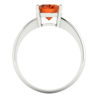 2 cttw Simulated Ruby Solitaire  Engagement Ring - Solid White Gold (VVS1, Oval Cut,9x7mm)