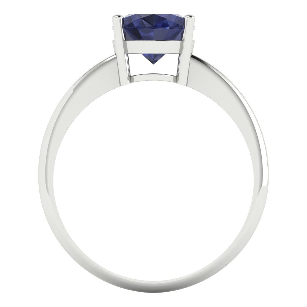 2 cttw Simulated Blue Sapphire Solitaire  Engagement Ring - Solid Gold (Oval Cut,9x7mm)