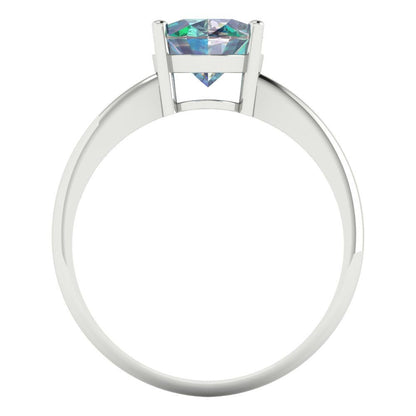 2 cttw Blue Moissanite Solitaire  Engagement Ring - Solid Gold (Oval Cut,9x7mm)