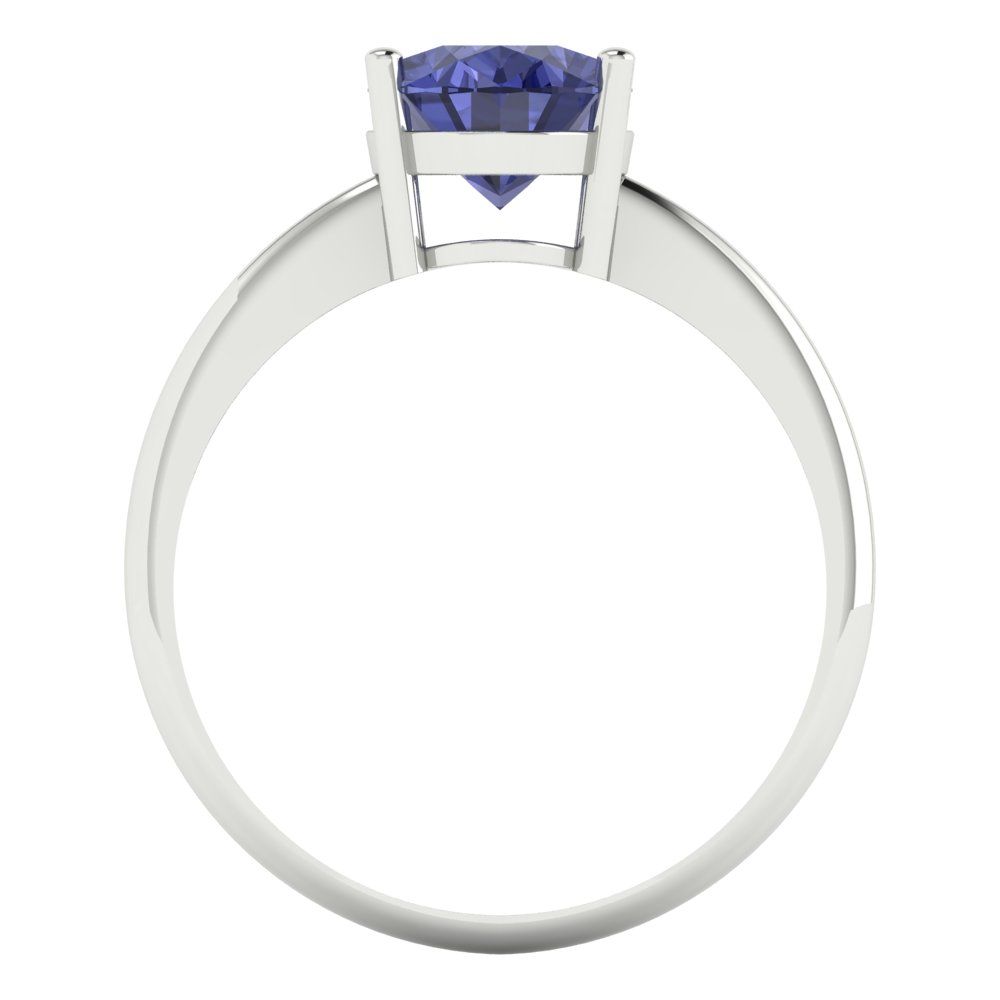 2 cttw Simulated Tanzanite Solitaire  Engagement Ring - Solid Gold (Oval Cut,9x7mm)