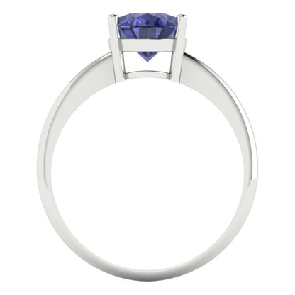 2 cttw Simulated Tanzanite Solitaire  Engagement Ring - Solid Gold (Oval Cut,9x7mm)