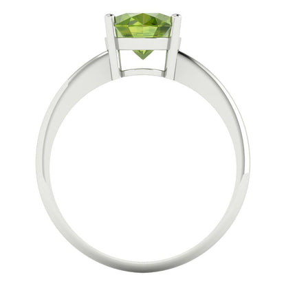 2 cttw Natural Peridot Solitaire  Engagement Ring - Solid Gold (Oval Cut,9x7mm)