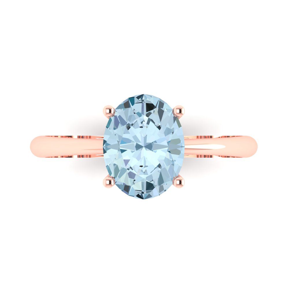 2 cttw Natural Swiss Blue Topaz Solitaire  Engagement Ring - Solid Gold (Oval Cut,9x7mm)