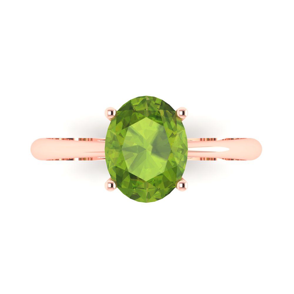 2 cttw Natural Peridot Solitaire  Engagement Ring - Solid Gold (Oval Cut,9x7mm)