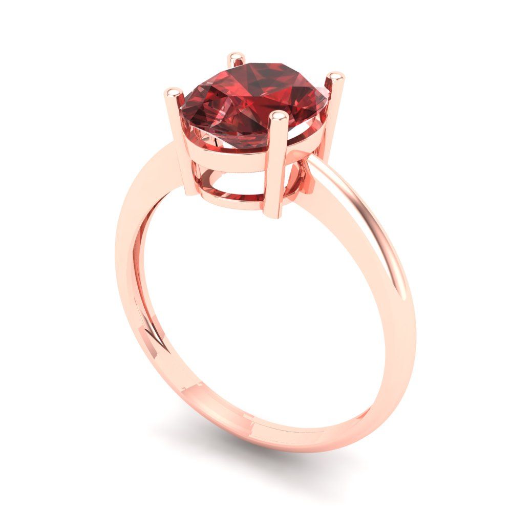 2 cttw Natural Garnet Solitaire  Engagement Ring - Solid Rose Gold (VVS1, Oval Cut,9x7mm)