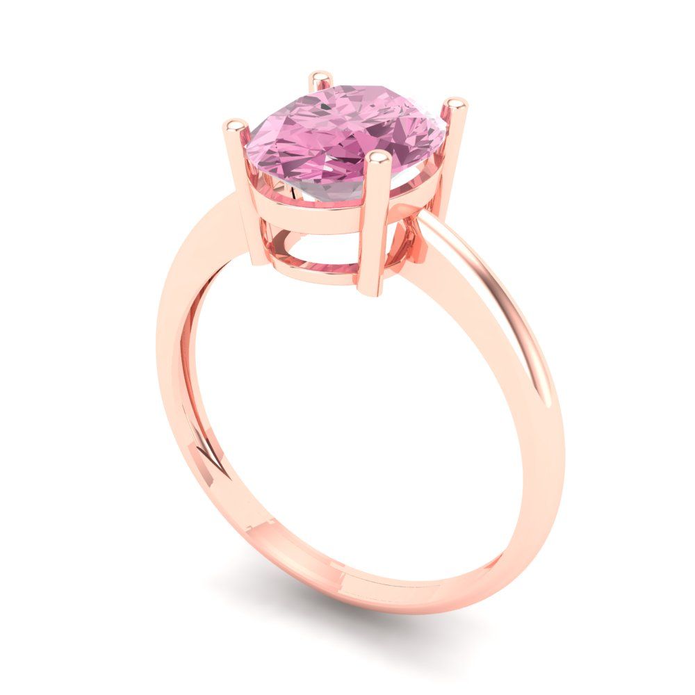 2 cttw Zirconia Simulated Pink Diamond Solitaire  Engagement Ring - Solid Gold (VVS1, Oval Cut,9x7mm)