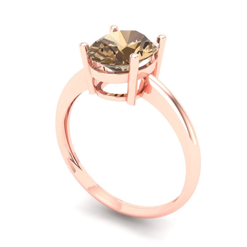 2 cttw Zirconia Simulated Champagne Diamond Solitaire  Engagement Ring - Solid Gold (VVS1, Oval Cut,9x7mm)