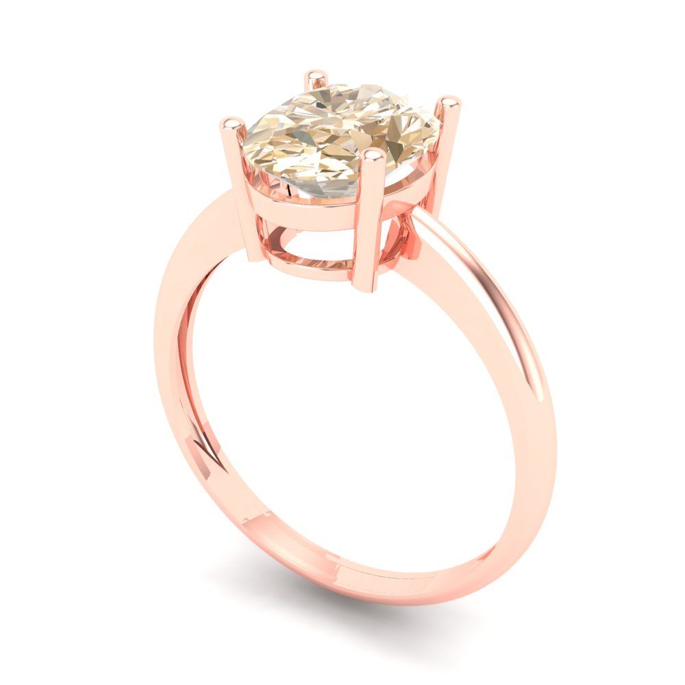 2 cttw Natural Morganite Solitaire  Engagement Ring - Solid Gold (Oval Cut,9x7mm)