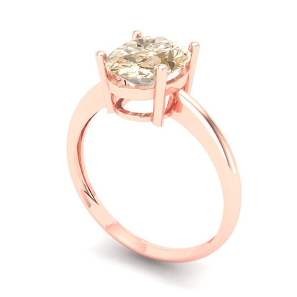 2 cttw Natural Morganite Solitaire  Engagement Ring - Solid Gold (Oval Cut,9x7mm)