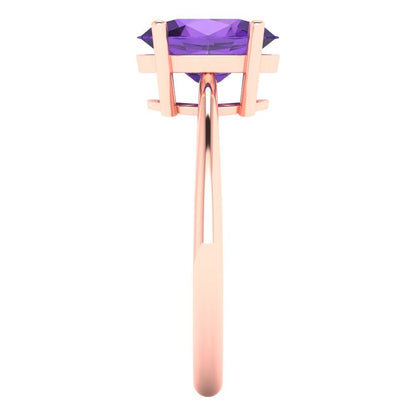 2 cttw Natural Amethyst Solitaire  Engagement Ring - Solid Gold (Oval Cut,9x7mm)