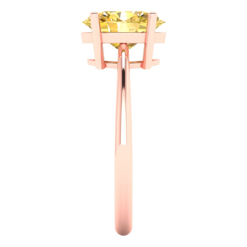 2 cttw Zirconia Simulated Yellow Diamond Solitaire  Engagement Ring - Solid Gold (VVS1, Oval Cut,9x7mm)