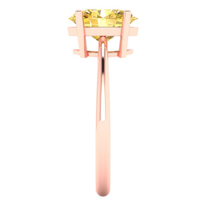 2 cttw Zirconia Simulated Yellow Diamond Solitaire  Engagement Ring - Solid Gold (VVS1, Oval Cut,9x7mm)