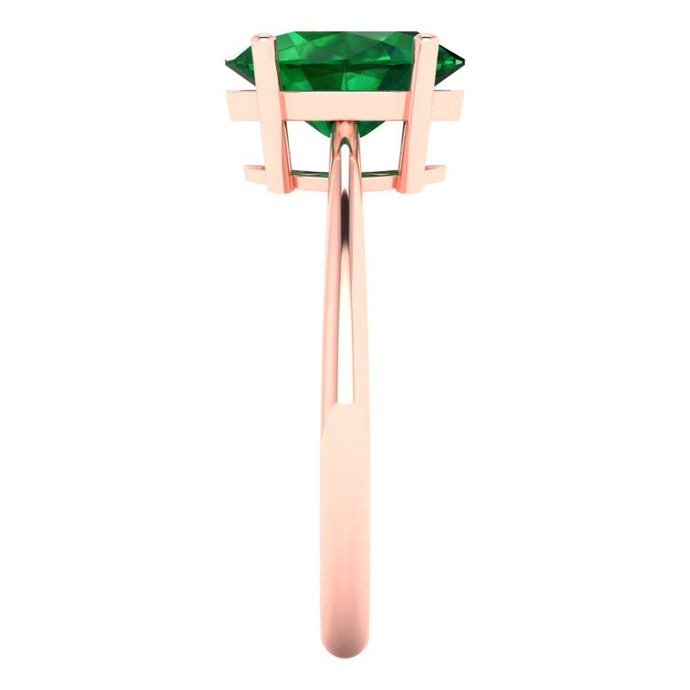 2 cttw Simulated Emerald Solitaire  Engagement Ring - Solid Gold (Oval Cut,9x7mm)