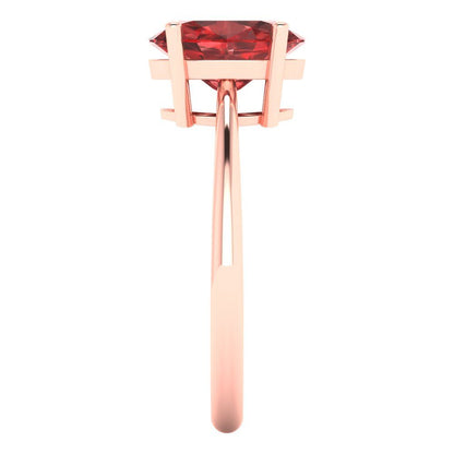 2 cttw Natural Garnet Solitaire  Engagement Ring - Solid Rose Gold (VVS1, Oval Cut,9x7mm)