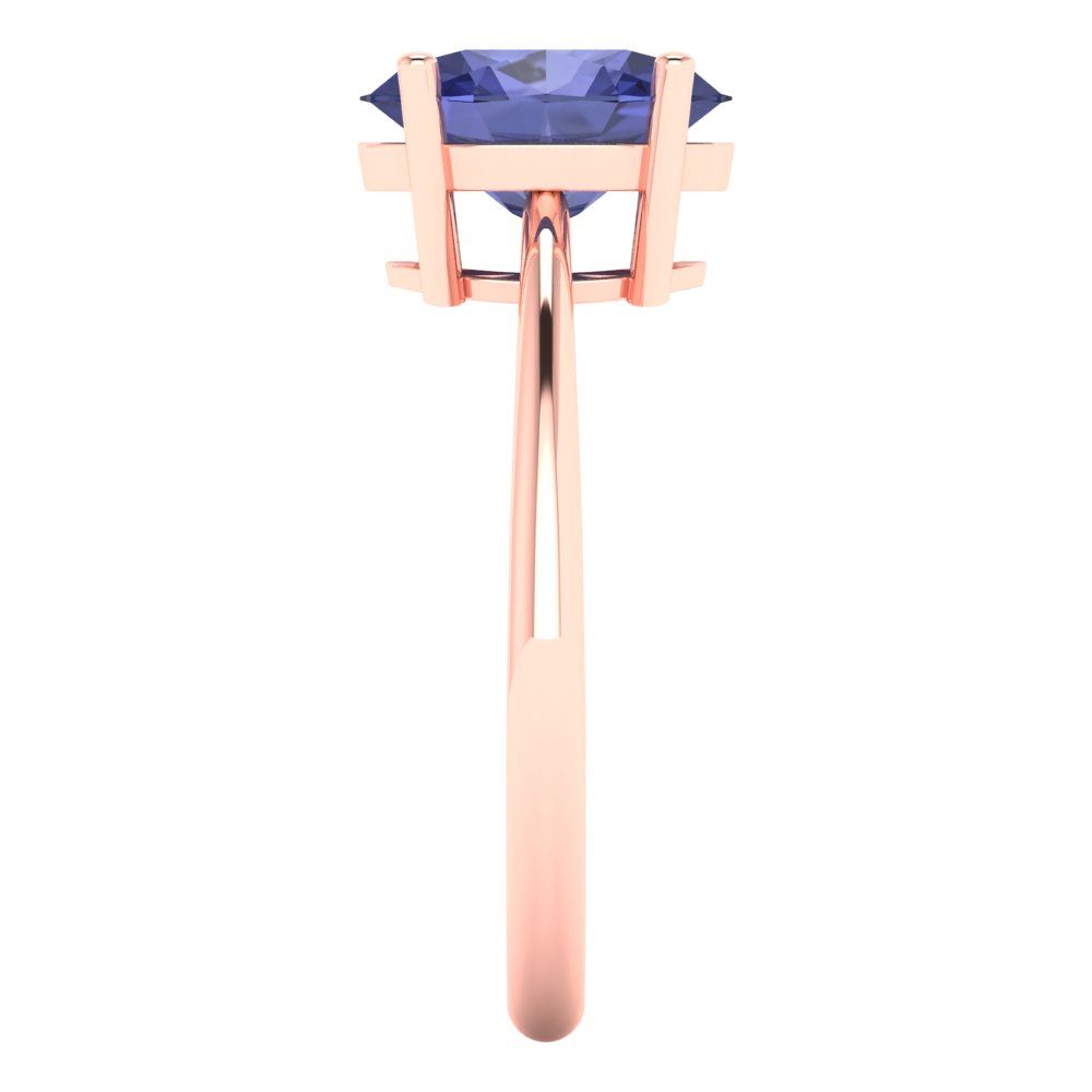 2 cttw Simulated Tanzanite Solitaire  Engagement Ring - Solid Gold (Oval Cut,9x7mm)