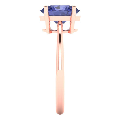 2 cttw Simulated Tanzanite Solitaire  Engagement Ring - Solid Gold (Oval Cut,9x7mm)