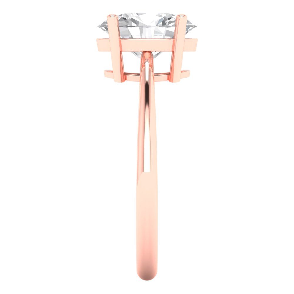 2 cttw Zirconia Simulated Diamond Solitaire  Engagement Ring - Solid Rose Gold (VVS1, Oval Cut,9x7mm)