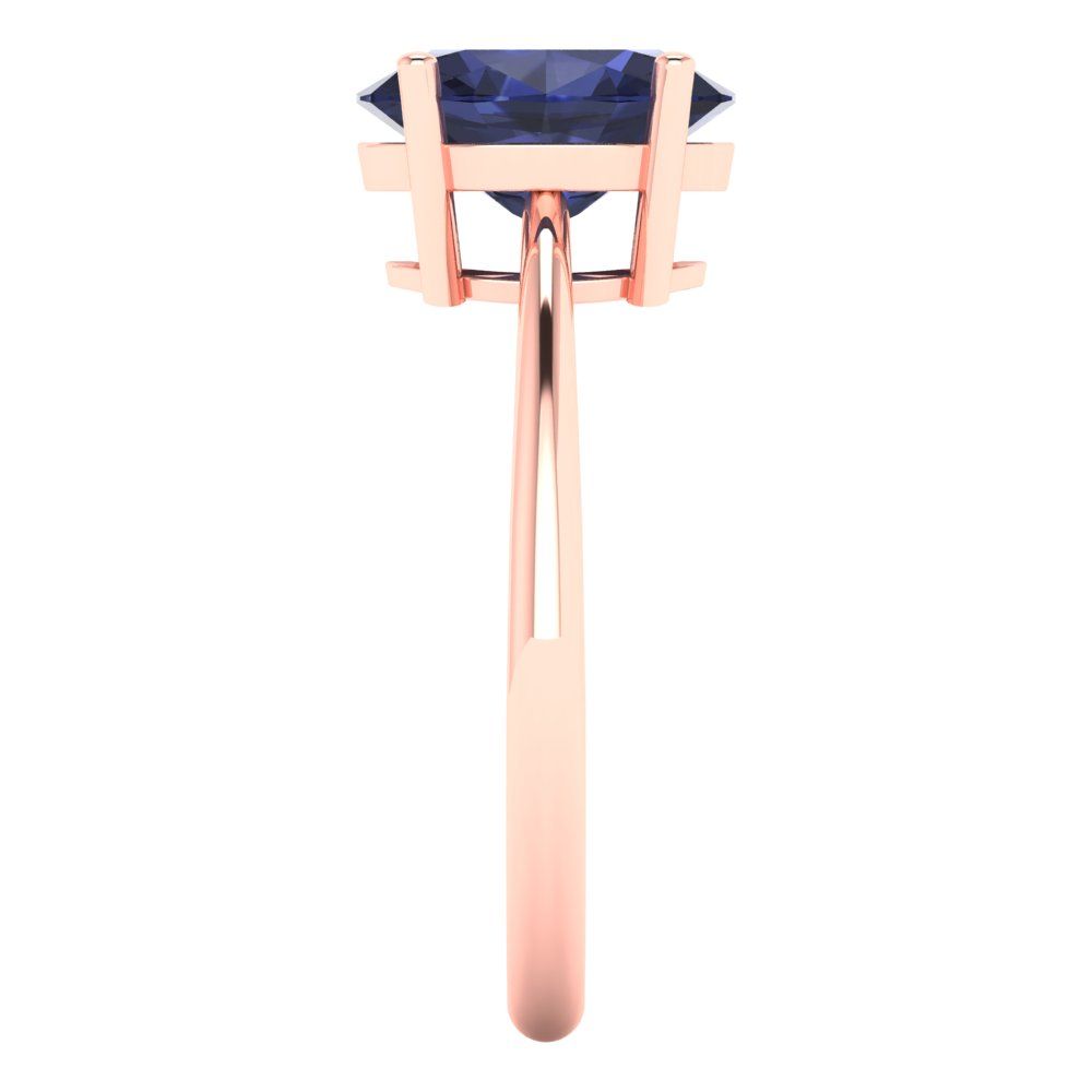 2 cttw Simulated Blue Sapphire Solitaire  Engagement Ring - Solid Gold (Oval Cut,9x7mm)