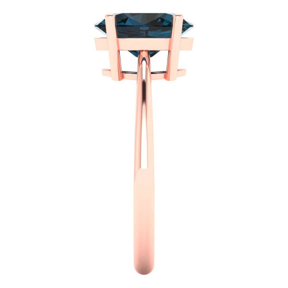 2 cttw Natural London Blue Topaz Solitaire  Engagement Ring - Solid Gold (Oval Cut,9x7mm)