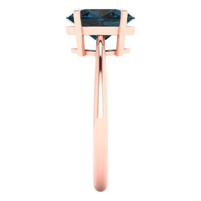 2 cttw Natural London Blue Topaz Solitaire  Engagement Ring - Solid Gold (Oval Cut,9x7mm)