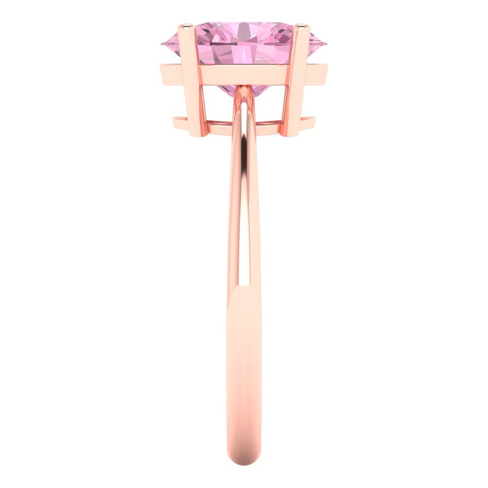 2 cttw Zirconia Simulated Pink Diamond Solitaire  Engagement Ring - Solid Gold (VVS1, Oval Cut,9x7mm)