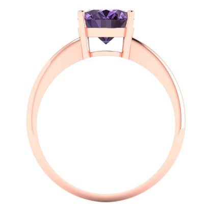 2 cttw Simulated Alexandrite Solitaire  Engagement Ring - Solid Gold (Oval Cut,9x7mm)