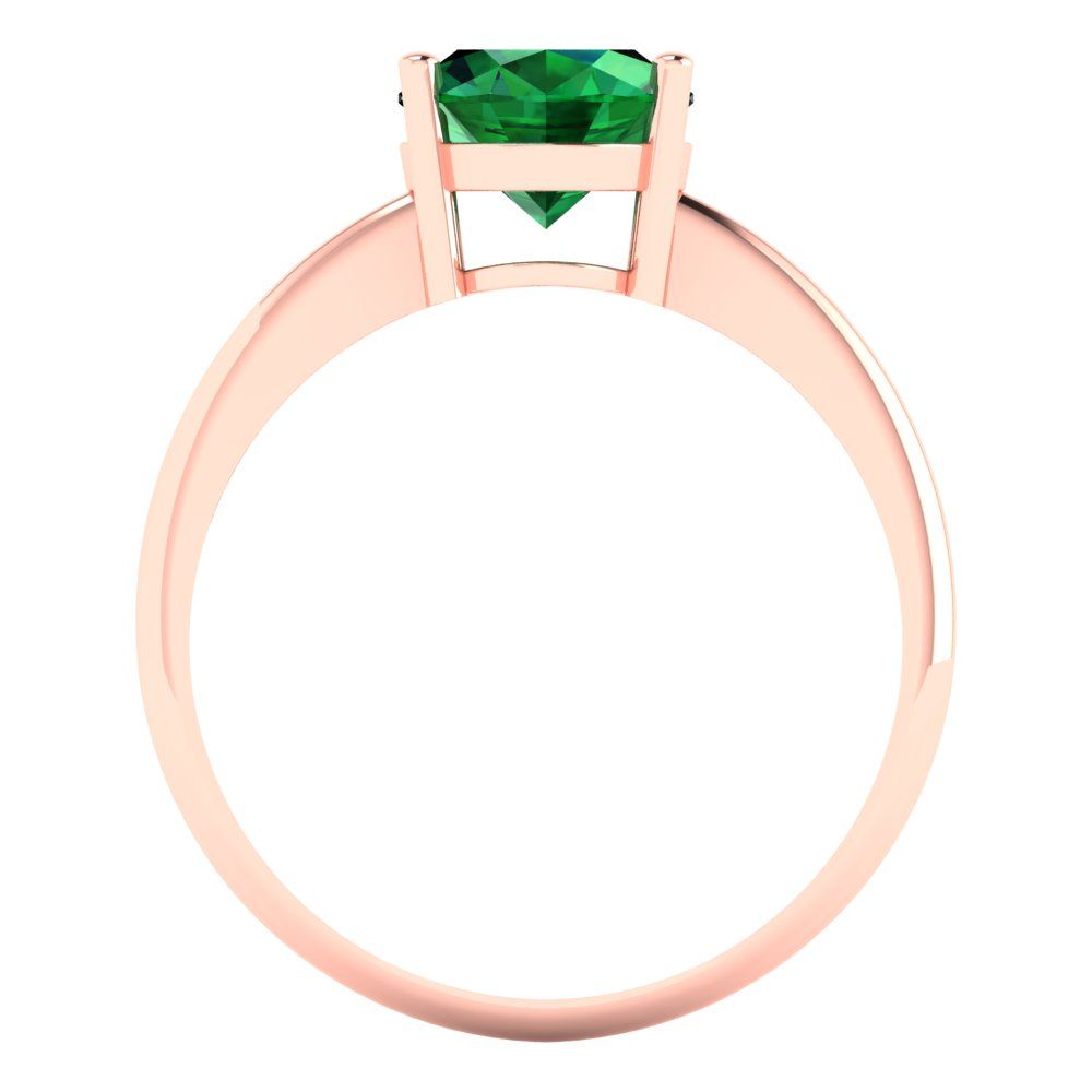 2 cttw Simulated Emerald Solitaire  Engagement Ring - Solid Gold (Oval Cut,9x7mm)