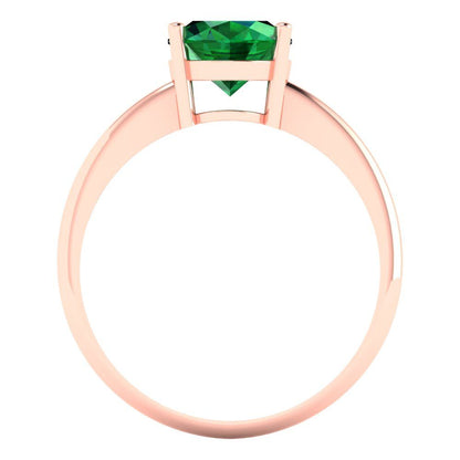2 cttw Simulated Emerald Solitaire  Engagement Ring - Solid Gold (Oval Cut,9x7mm)