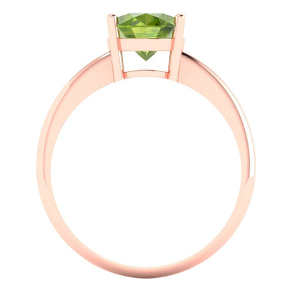 2 cttw Natural Peridot Solitaire  Engagement Ring - Solid Gold (Oval Cut,9x7mm)