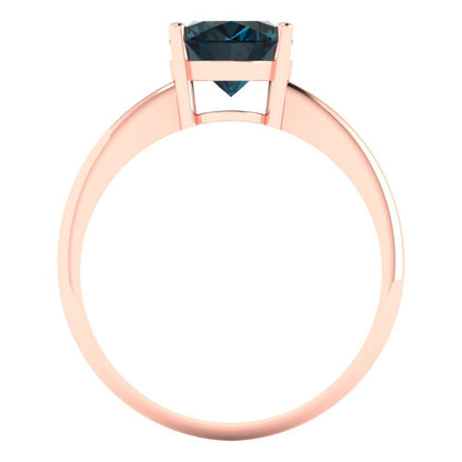 2 cttw Natural London Blue Topaz Solitaire  Engagement Ring - Solid Gold (Oval Cut,9x7mm)