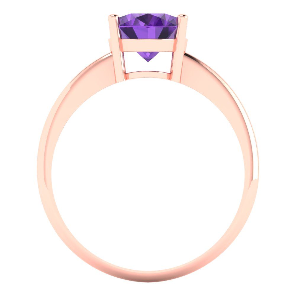 2 cttw Natural Amethyst Solitaire  Engagement Ring - Solid Gold (Oval Cut,9x7mm)