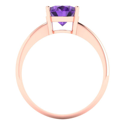 2 cttw Natural Amethyst Solitaire  Engagement Ring - Solid Gold (Oval Cut,9x7mm)