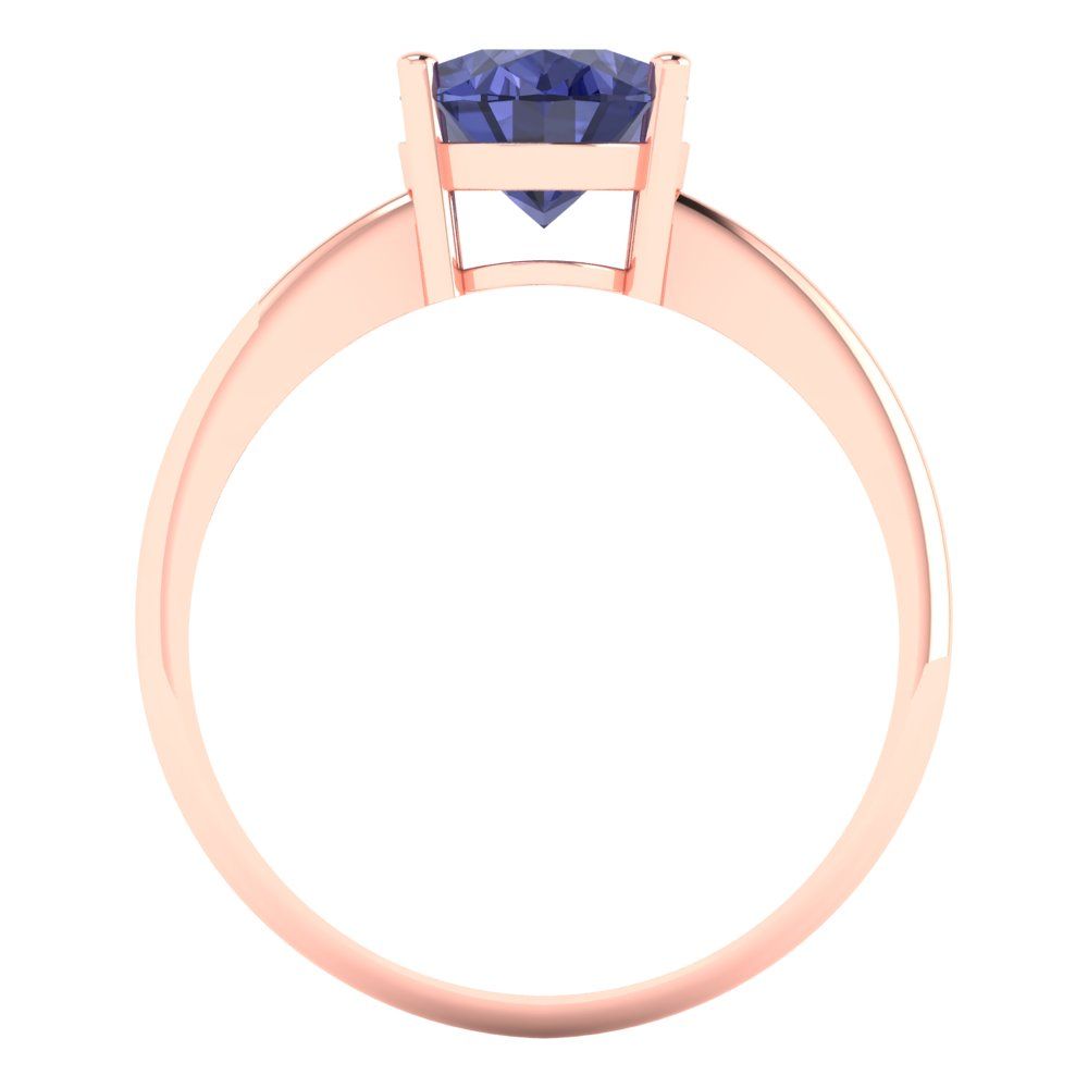 2 cttw Simulated Tanzanite Solitaire  Engagement Ring - Solid Gold (Oval Cut,9x7mm)