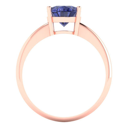 2 cttw Simulated Tanzanite Solitaire  Engagement Ring - Solid Gold (Oval Cut,9x7mm)