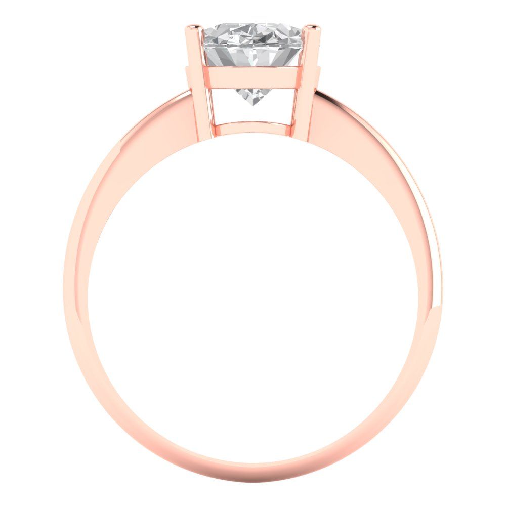2 cttw Zirconia Simulated Diamond Solitaire  Engagement Ring - Solid Rose Gold (VVS1, Oval Cut,9x7mm)