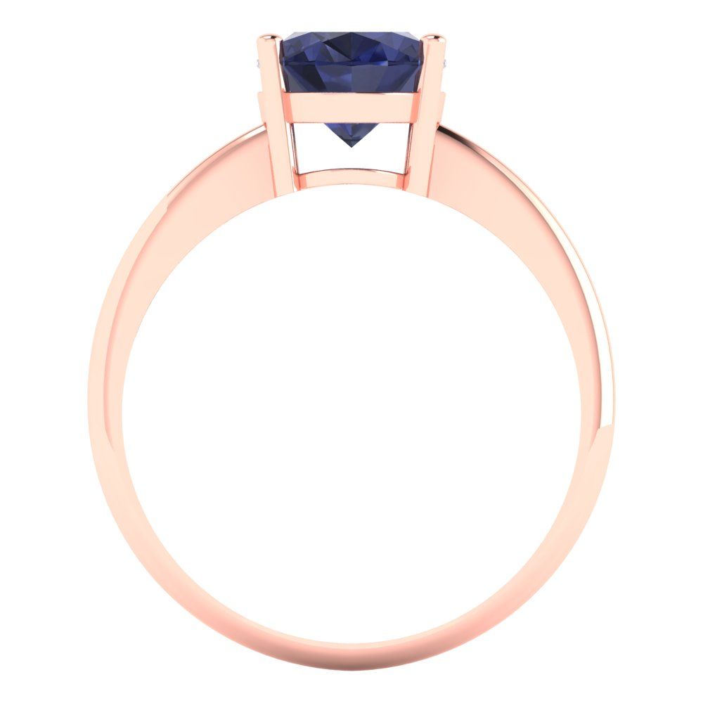 2 cttw Simulated Blue Sapphire Solitaire  Engagement Ring - Solid Gold (Oval Cut,9x7mm)