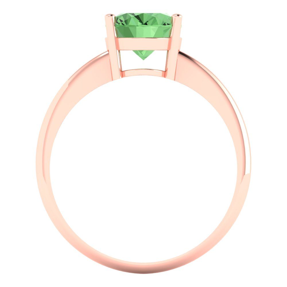 2 cttw Zirconia Simulated Green Diamond Solitaire  Engagement Ring - Solid Gold (VVS1, Oval Cut,9x7mm)