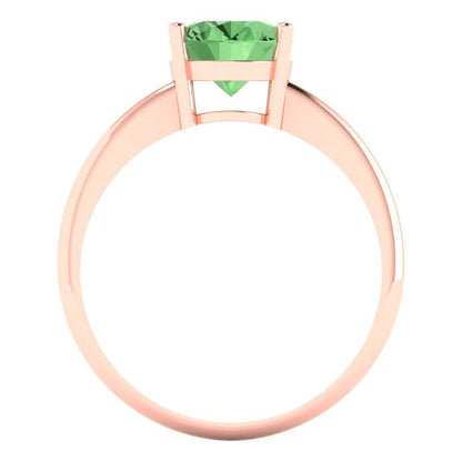 2 cttw Zirconia Simulated Green Diamond Solitaire  Engagement Ring - Solid Gold (VVS1, Oval Cut,9x7mm)
