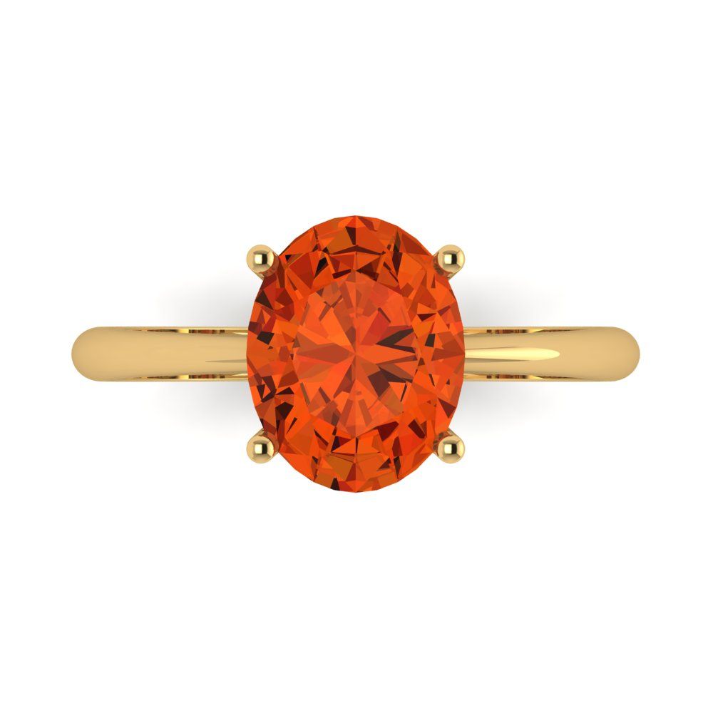 2.5 cttw Zirconia Simulated Red Diamond Solitaire  Engagement Ring - Solid Gold (VVS1, Oval Cut,9.5x7.5mm)