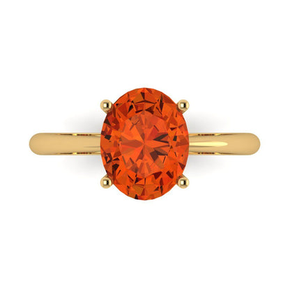 2.5 cttw Zirconia Simulated Red Diamond Solitaire  Engagement Ring - Solid Gold (VVS1, Oval Cut,9.5x7.5mm)