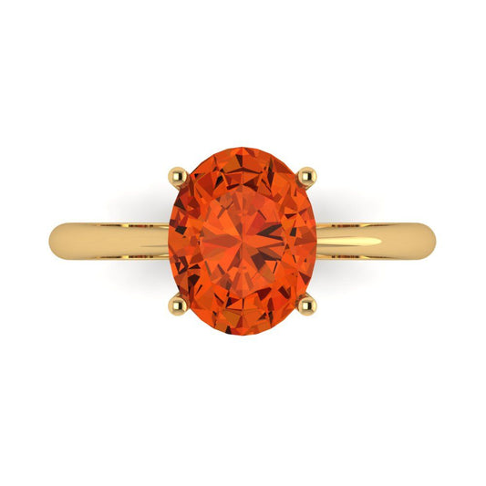 2.5 cttw Zirconia Simulated Red Diamond Solitaire  Engagement Ring - Solid Yellow Gold (VVS1, Oval Cut,9.5x7.5mm)