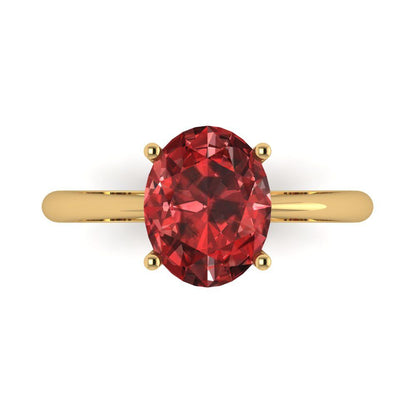2.5 cttw Natural Garnet Solitaire  Engagement Ring - Solid Gold (Oval Cut,9.5x7.5mm)