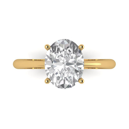2.5 cttw Certified Moissanite Solitaire  Engagement Ring - Solid Gold (VVS1, D-F,Oval Cut,9.5x7.5mm)
