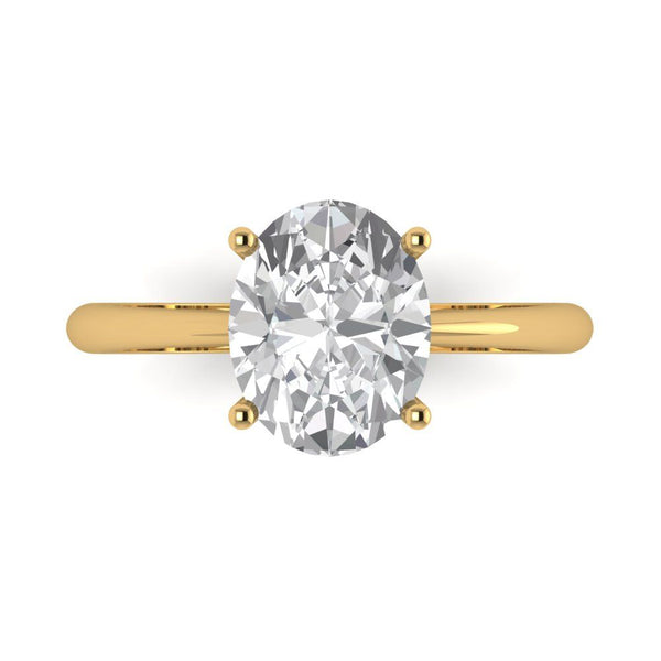 2.5 ct Brilliant Oval Cut Moissanite Stone Yellow Gold Solitaire Ring