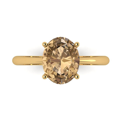 2.5 cttw Zirconia Simulated Champagne Diamond Solitaire  Engagement Ring - Solid Gold (VVS1, Oval Cut,9.5x7.5mm)