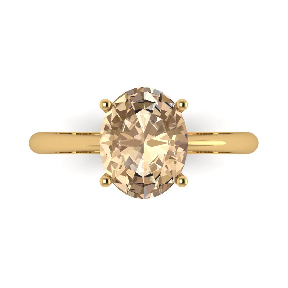 2.5 cttw Yellow Moissanite Solitaire  Engagement Ring - Solid Gold (Oval Cut,9.5x7.5mm)