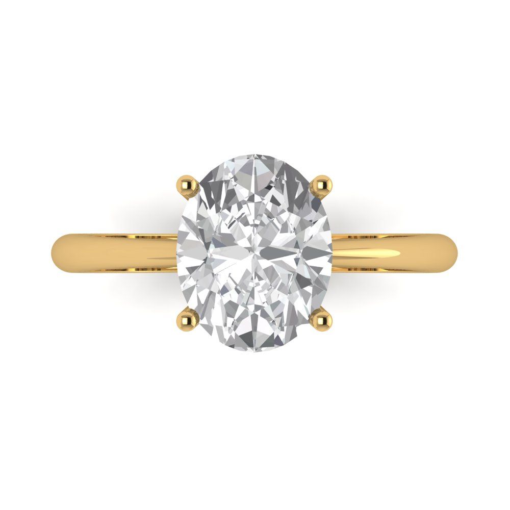 2.5 cttw Zirconia Simulated Diamond Solitaire  Engagement Ring - Solid Gold (VVS1, Oval Cut,9.5x7.5mm)