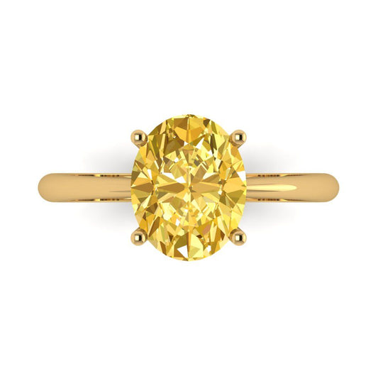2.5 cttw Natural Citrine Solitaire  Engagement Ring - Solid Yellow Gold (VVS1, Oval Cut,9.5x7.5mm)