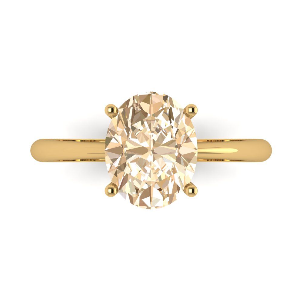 2.5 cttw Natural Morganite Solitaire  Engagement Ring - Solid Gold (Oval Cut,9.5x7.5mm)