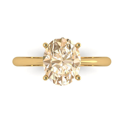 2.5 cttw Natural Morganite Solitaire  Engagement Ring - Solid Gold (Oval Cut,9.5x7.5mm)